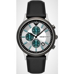 メンズ ブラックレザーバンド クロノ SV/GR 43mm 並行輸入品 2年保証 AR11473
