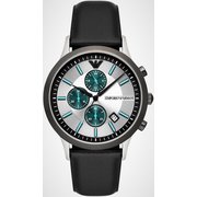 メンズ ブラックレザーバンド クロノ SV/GR 43mm 並行輸入品 2年保証 AR11473