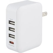 USB急速充電器 GH-ACUC4C USB PD(パワーデリバリー)対応 32W USB-C×1/USB-A×3 収納式プラグ採用 ホワイト GH-ACUC4C-WH