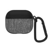 AirPods(第3世代)専用 カラビナ付き ファブリック素材 PUレザー グレー×ブラック OWL-CVAPP01S-GYBK
