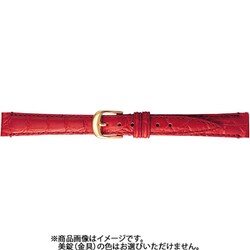 BKB007RL [時計ベルト 牛革型押し 14mm幅 レッド]