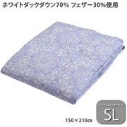 KE02005002601 羽毛掛けふとん（肌掛け） ウォッシャブルダウンケット シングルロングサイズ（150×210cm） ホワイトダックダウン70％ 中国製 250g ラベンダー