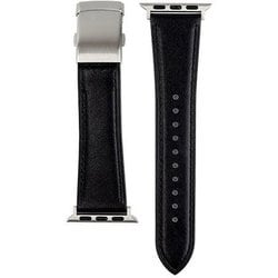 RWM022AU [Apple Watch 対応ベルト 38/40/41mm用 スコッチガードレザー（牛革）ベルト ブラック バックルタイプ]