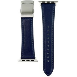 RWM022DU [Apple Watch 対応ベルト 38/40/41mm用 スコッチガードレザー（牛革）ベルト ネイビー バックルタイプ]