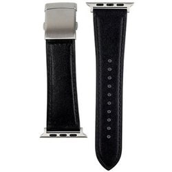 RWM022AW [Apple Watch 対応ベルト 42/44/45mm用 スコッチガードレザー（牛革）ベルト ブラック バックルタイプ]