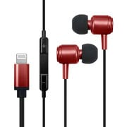 Lightning用イヤホン 小型リモコン搭載 アルミレッド HPLGLU003RD