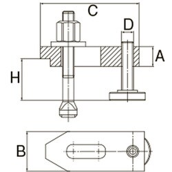 エスコ (ESCO) M20/160mm サポートスクリュー付ステップクランプ