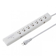 電源タップ 雷ガード マグネット 7個口 2m 3ピン 抜け止め 電話回線 雷ガード作動確認ランプ 絶縁キャップ付き アース端子 PSE ホワイト TAP-SP312TEL