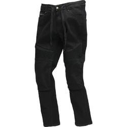 楽ちんパンツ SLIM FIT JOGGER PANTS BLACK RDB1032 スリムフィットパンツ 細身 ドローコード 紐パンツ バイク 専用設計ライダーパンツ ブラック RDB1032-L