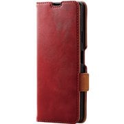 PM-X222PLFYRD [Xperia 10 IV（SO-52C/SOG07） レザーケース 手帳型 ストラップホール付 カードポケット レッド]