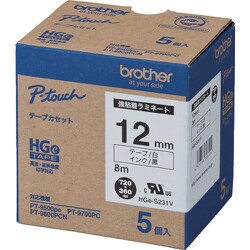 HGE-S231V [ブラザー HGESテープ（強粘着） 黒文字/白地/12mm]