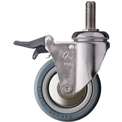 ハンマー オールステンレスねじ込み旋回式ゴム車輪 100mm トータルロック 915SMA-RB100