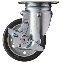 ハンマー 旋回式ゴム車輪（ワイドタイプ・ローラーベアリング）125mm ストッパー付 513M-WRB125