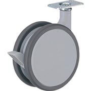 750P-FA1100 [ハンマー 双輪平付け旋回式ウレタン車輪 100mm グレー ストッパー付]