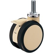 706A-FA2100 [ハンマー 双輪ねじ込み旋回式ウレタン車輪 100mm M12 ライトブラウン トータルロック]