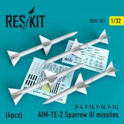 32-0321 1/32 AIM-7E-2 スパローⅢ ミサイル （4個入り） [1/32スケール ディテールアップパーツ]