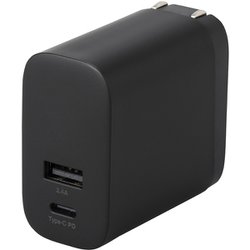 USB急速充電器 USB PD（パワーデリバリー）対応 最大出力30W Type-C×1/USB-A×1 ング式ACプラグ採用 ブラック JYU-ACU07BK