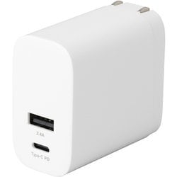 USB急速充電器 USB PD（パワーデリバリー）対応 最大出力30W Type-C×1/USB-A×1 スイング式ACプラグ採用 ホワイト JYU-ACU07W