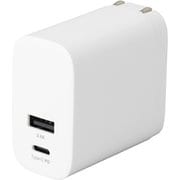 USB急速充電器 USB PD(パワーデリバリー)対応 最大出力30W Type-C×1/USB-A×1 スイング式ACプラグ採用 ホワイト JYU-ACU07W