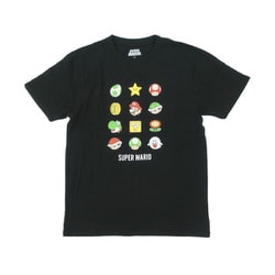 22863092 スーパーマリオ アイコン Tシャツ BLACK Lサイズ [キャラクターグッズ]