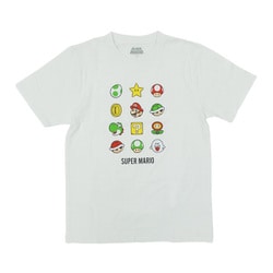 22863092 スーパーマリオ アイコン Tシャツ WHITE XLサイズ [キャラクターグッズ]