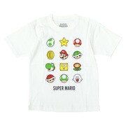 22863095 スーパーマリオ KIDS アイコン Tシャツ WHITE 140サイズ [キャラクターグッズ]