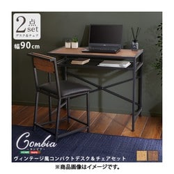 CMBA-90-WAL [ヴィンテージテイスト コンパクトパソコンデスク＆チェアセット ウォールナット]
