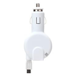 micro USBコネクタ 巻き取り式車載用 DC充電器 PG-YIQDC24A8WH