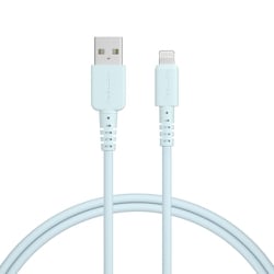 シリコンケーブル 充電 データ転送対応 USB-A to Lightning 1.0m パウダーブルー MOT-SLAL100-BL
