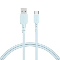 シリコンケーブル 充電 データ転送対応 USB-A to USB-C 1.0m パウダーブルー MOT-SLAC100-BL
