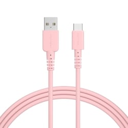シリコンケーブル 充電 データ転送対応 USB-A to USB-C 2.0m シェルピンク MOT-SLAC200-PK