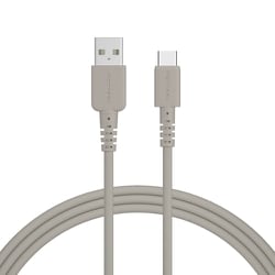 シリコンケーブル 充電 データ転送対応 USB-A to USB-C 2.0m ラテグレージュ MOT-SLAC200-GY