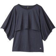 サップルスキンレイヤードショートスリーブトップ SUPPLE SKIN LAYERED S/S TOP DC522314 ダークネイビー(DN) Lサイズ [フィットネス ヨガ シャツ レディース]