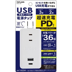 USB充電ポート付き電源タップ TPD1-WT
