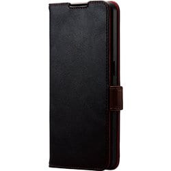 PM-O221PLFYBK [OPPO Reno9 A/OPPO Reno7 A(OPG04)用 ケース カバー レザー 手帳型 マグネット フラップ ステッチ 耐衝撃 衝撃吸収 角エアクッション ストラップホール付 カードポケット TPU ブラック]