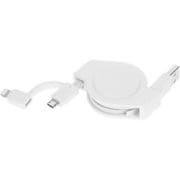 両引き巻取り式 Lightning変換アダプター付き USB Type-A to microUSB 2 in 1 ケーブル MFI認証 1.0m ホワイト OWL-CBR2AML10-WH