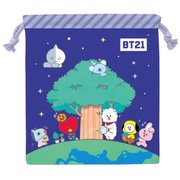 BT21 巾着 ブルー [キャラクターグッズ]