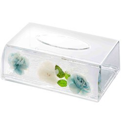 水中花 ティッシュBOXケース ホワイト＆ブルー 58801