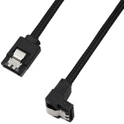 高耐久ナイロンメッシュSATAケーブル ラッチ付き片側下L 20cm ブラック GR-SATA-LS20