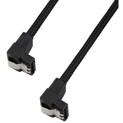 高耐久ナイロンメッシュSATAケーブル ラッチ付き両側下L 70cm ブラック GR-SATA-LL70