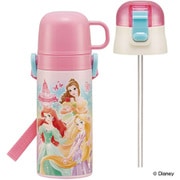 水筒 キッズ 400ml 2way コップ ストロー ステンレス ディズニープリンセス SKCP3