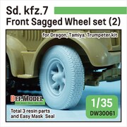 DW30061 1/35 WWII ドイツSd.kfz.7 8tハーフトラック用 自重変形前輪タイヤセットパターン2 （タミヤ/トランペッター/ドラゴン用） [プラモデル用パーツ]