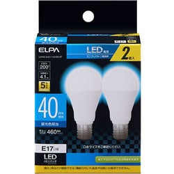 LED電球 2個セット ミニクリプトン球形 E17 40W形 昼光色 5年保証 LDA4D-G-E17-G4103-2P