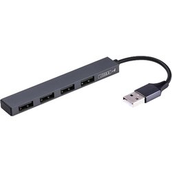 極薄アルミUSBハブSTIX Aコネクタ USB2.0 4ポートハブ グレー UH-2554GY