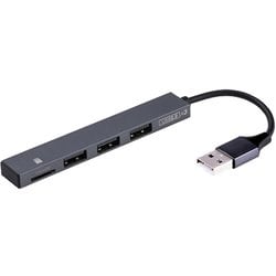 極薄アルミUSBハブSTIX Aコネクタ USB2.0 3ポートコンボ グレー COM-2MSD083GY