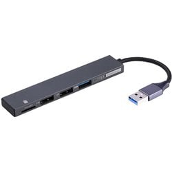 極薄アルミUSBハブSTIX Aコネクタ USB3.2＋2.0 3ポートコンボ グレー COM-3MSD093GY