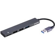極薄アルミUSBハブSTIX Aコネクタ USB3.2+2.0 3ポートコンボ グレー COM-3MSD093GY