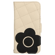 IPSE-MQ07 [iPhone SE （第3世代/第2世代）/8/7/6s/6 DAISY PACH PU QUILT Leather Book Type IVORY/BK]
