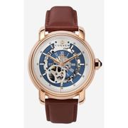 A1054 C1 D8 H1 S12 B2 Arabesque Collection カスタムウォッチ 自動巻き メンズ / ケース:RG / ダイアル:シルバー・ブルー / ハンズ:ローズゴールド / ストラップ:Maschile レッドブラウン / ピンバックル:ステンレスシルバー