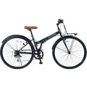 クロスバイク 折りたたみシティクロス 390mm 27インチ 6段変速 DE-601 ダークグリーン